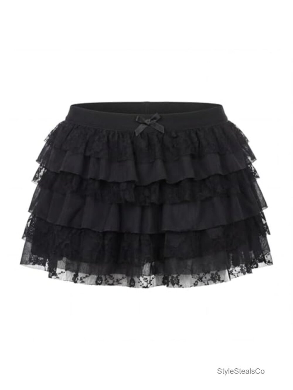Women's Layered Lace Ruffle Mini Skirt Stretchy Low Waist Y2K Party